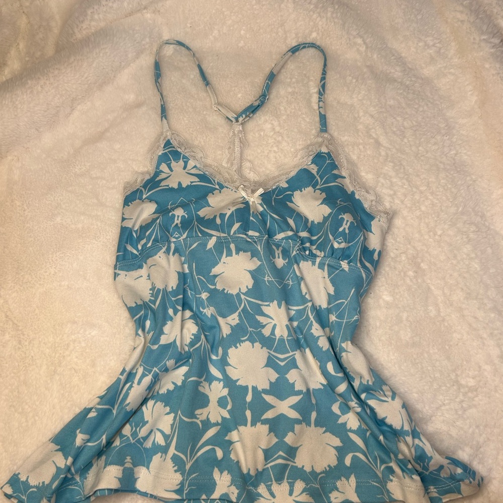 Floral Blue and White Cami